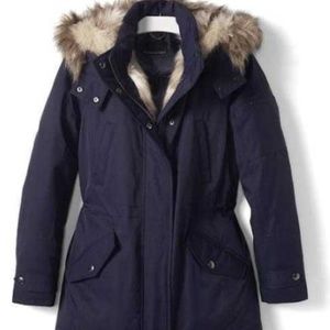BANANA REPUBLIC Faux Fur Solid Parka Preppy navy